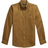 Polo Solid Color Embroidered Logo Polo Button Long Sleeve Shirt Men Shirts Khaki 710966294-016