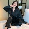 Spring and Autumn Ladies Japanese Striped Pajamas Homewear Suit Female Long-Sleeved Couple Korean Pajamas Homewear Suit