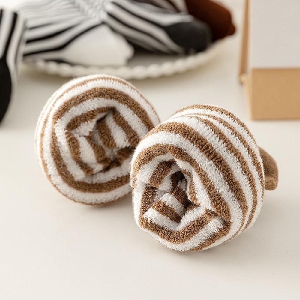 Thermal Fleece Lined Thick Crew Socks Striped Pattern Fleece Lined Socks Cold Weather