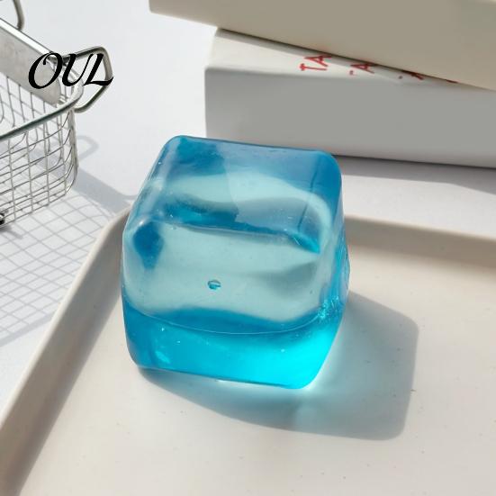 Lemon Stress Relief Toy Transparent Squeeze Toy, Jellyfish Ice Cream Soft Clear Cube Sensory for Kids Adults Portable Reliever