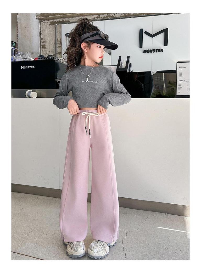 Girls' Winter Fleece-Lined Pants 2025: Versatile, Casual Outing Wear for Medium and Large Children