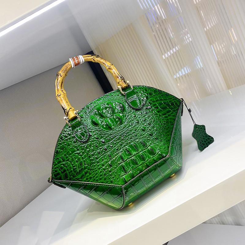 Весенняя женская сумка с узором под крокодила, бамбуковый узел, ручная сумка, нишевый дизайн, ракушка, одно плечо, кросс-боди для женщин