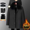 Men's Winter Plus Velvet Thick Warm Cotton Coat - Large, Loose-Fit, Medium-Length for Middle-Aged & Elderly