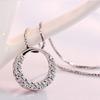 925 Sterling Silver Necklaces Silver Round Crystal Necklace Pendants &Necklaces Jewelry Collar Colar