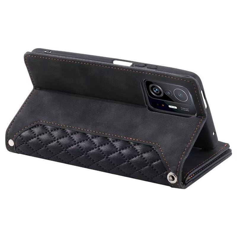 Для Xiaomi 14T 13T Poco X5 Pro Redmi 14C Note 12 11 10 POCO X5 Pro 5G Роскошный кожаный ремешок для карт памяти Чехол-кронштейн Матовый силиконовый чехол для телефона