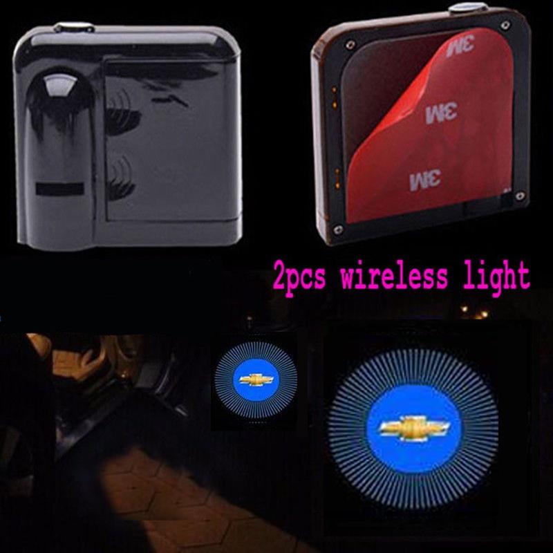 Led 2pc Wireless Courtesy Car Door Step Laser Welcome Ghost Lights For Chevrolet Anchor Bracelet