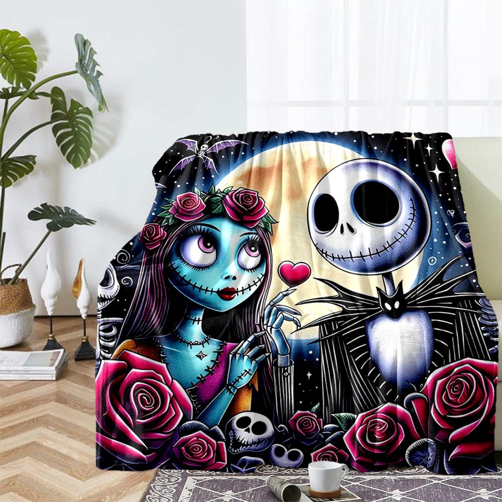 The Nightmare Before Christmas Theme Printed Blanket - Perfect for Couch, Bed, Travel & Outdoor Use | Machine Washable, Cozy & Durable.