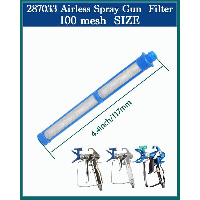 287033 Фильтр для безвоздушного распылителя 100 меш синий (Набор из 11 штук), Совместимо с Graco Contractor PC, II, FTx, Silver Plus и другими – Прочный черный