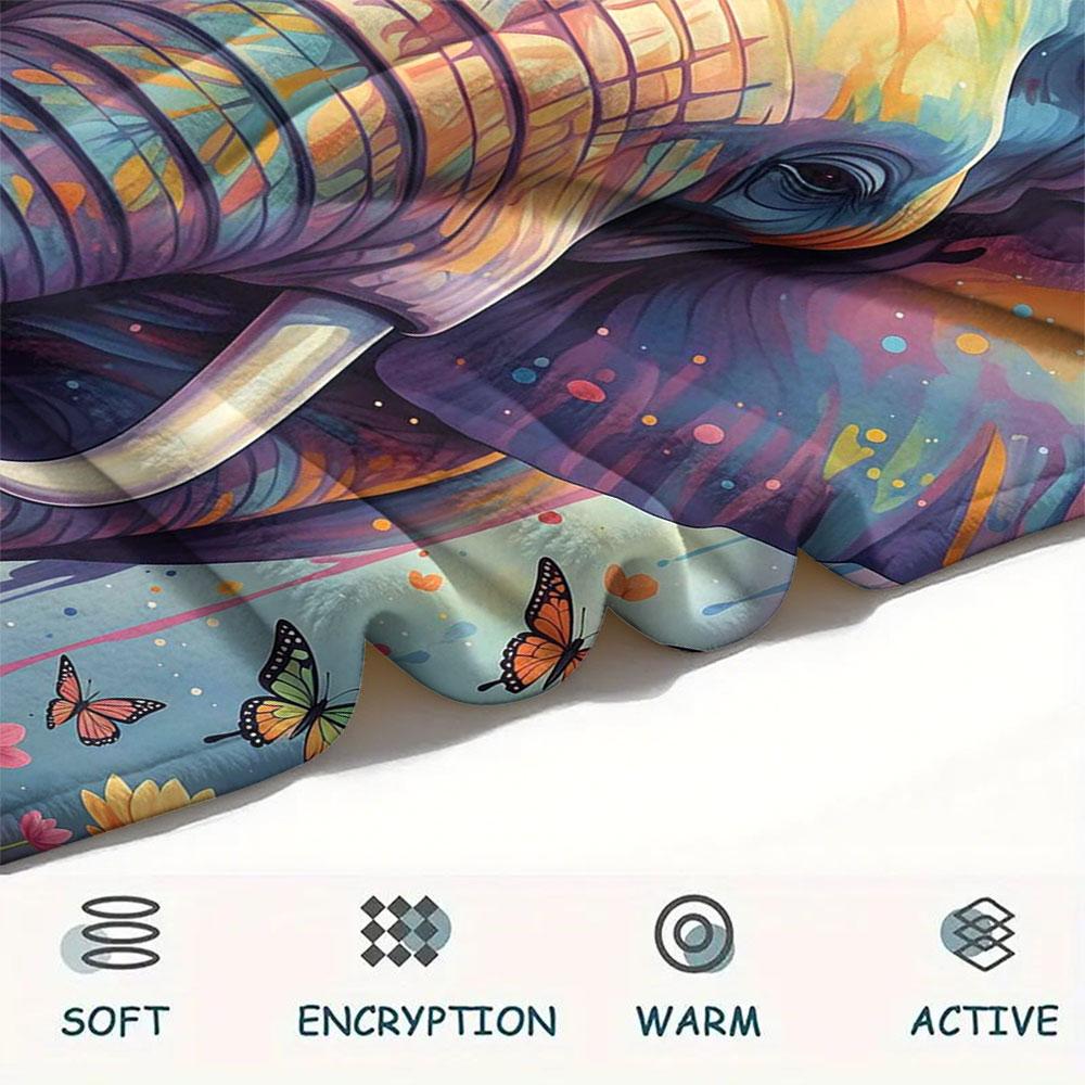 1Pc Liquidpaintanimals Print Flannel Blanket, High quality Comfortable for All Seasons, Home Decor, Warmth and Comfort, Perfect for Christmas Gifts