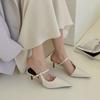 Модные горячие продажи 2025 весна новая коллекция женские тапочки модный острый носок слипоны женские элегантные слипоны мюли тонкий высокий каблук туфли-лодочки