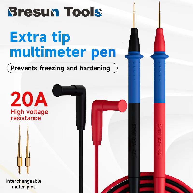 BRESUN 1000V 20A Super Conducting Multimeter Lead For Digital Current Voltage Probe Needle Tip Test Lead Wire Pen Cable Tools