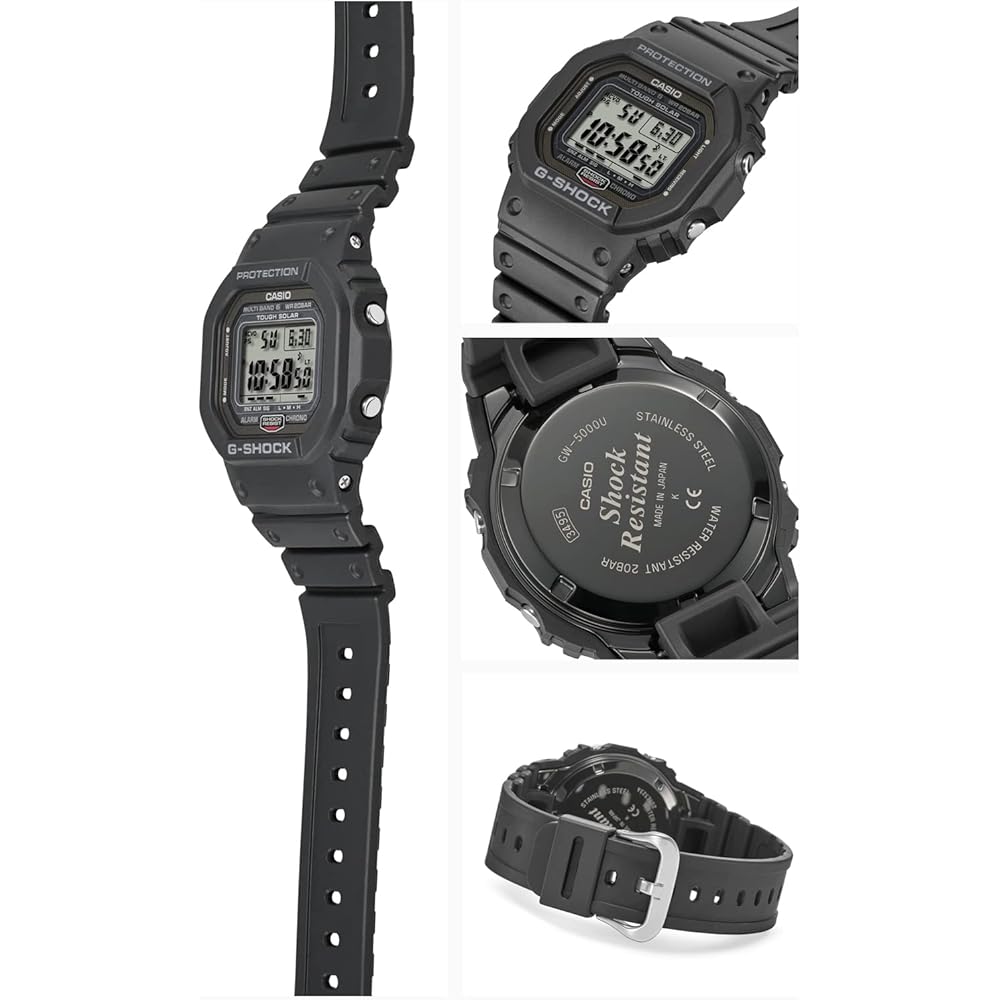Casio G-Shock GW-5000U-1JF Мужские Черные Радиоуправляемые Солнечные Часы Металлический Корпус Винтовая Задняя Крышка