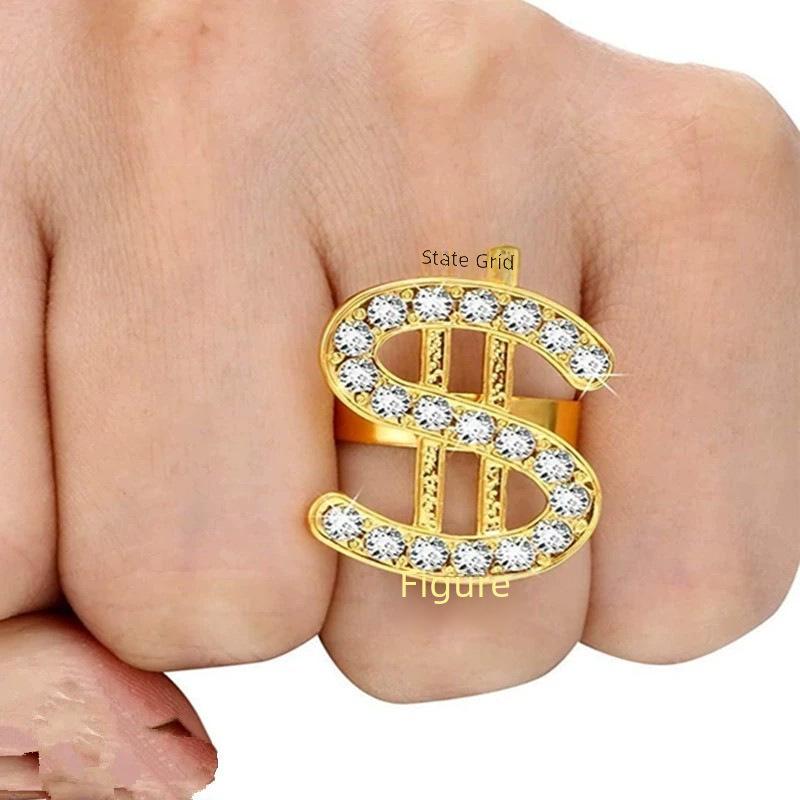 Золотая цепочка в стиле ретро-хип-хоп с символом доллара и бриллиантовой подвеской для мужчин и женщин