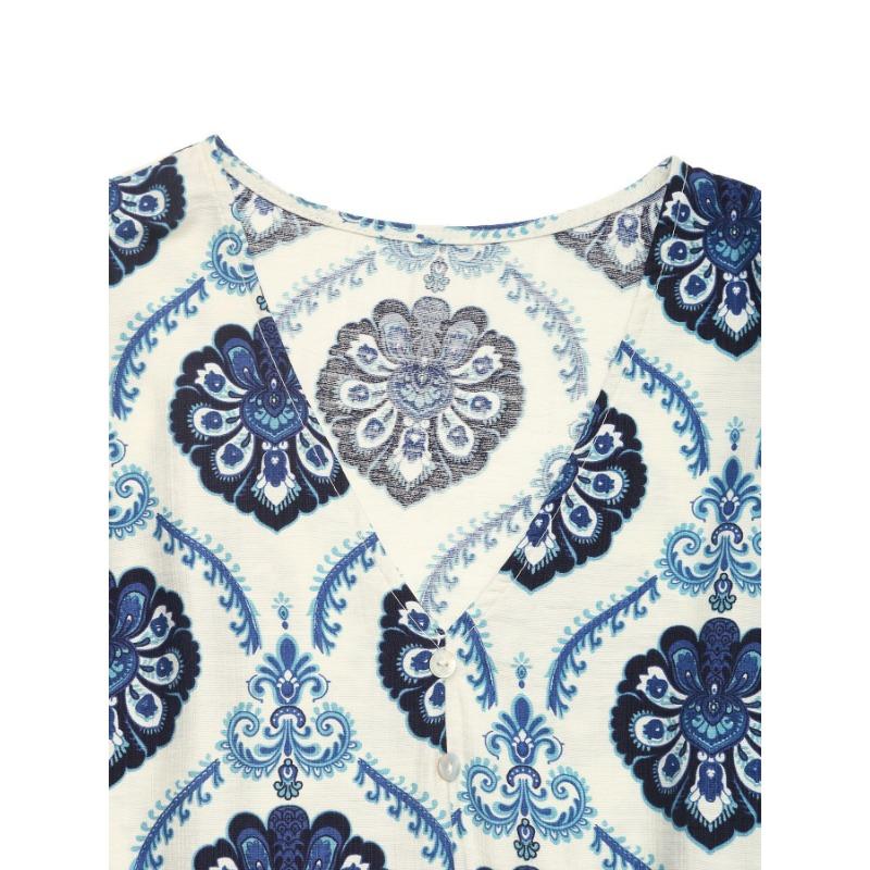 Женское летнее свободное длинное платье в стиле французских каникул с глубоким V-образным вырезом и принтом