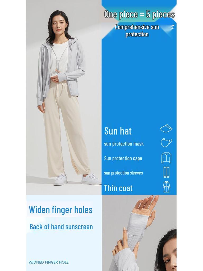 Унисекс летняя куртка из ледяного шелка с защитой от УФ-лучей и съемным козырьком - быстросохнущая, дышащая для рыбалки