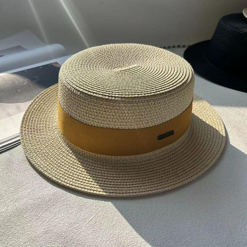 New hat women's spring and summer flat top top hat adjustable French British sunshade sunscreen travel versatile seaside