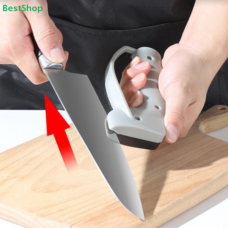 Эргономичная точилка для ножей | Ручной инструмент 2-в-1 для заточки лезвий кухонных ножей (Нескользящая ручка)