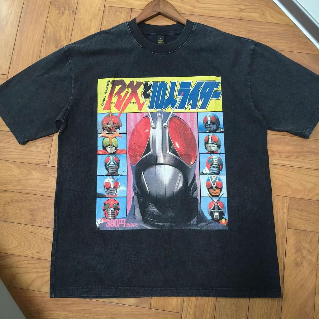 Summer Heavy Cotton Washed Vintage Top Harajuku Street Retro Printed Short-Sleeved T-Shirt Men Ins