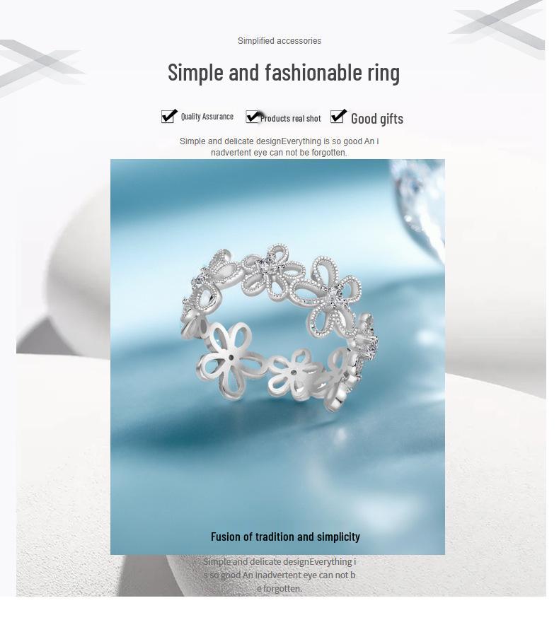 Кольцо из стерлингового серебра 925 пробы «Цветочные тени кружева»: Элегантный ажурный дизайн с цветами для женщин