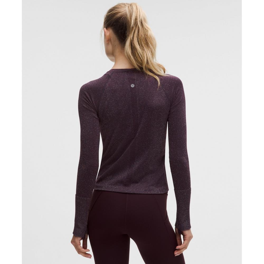Lululemon Swiftly Tech Long Sleeve Shirt 2.0 Waist Length  Sparkle Black Plum Rainbow Lurex