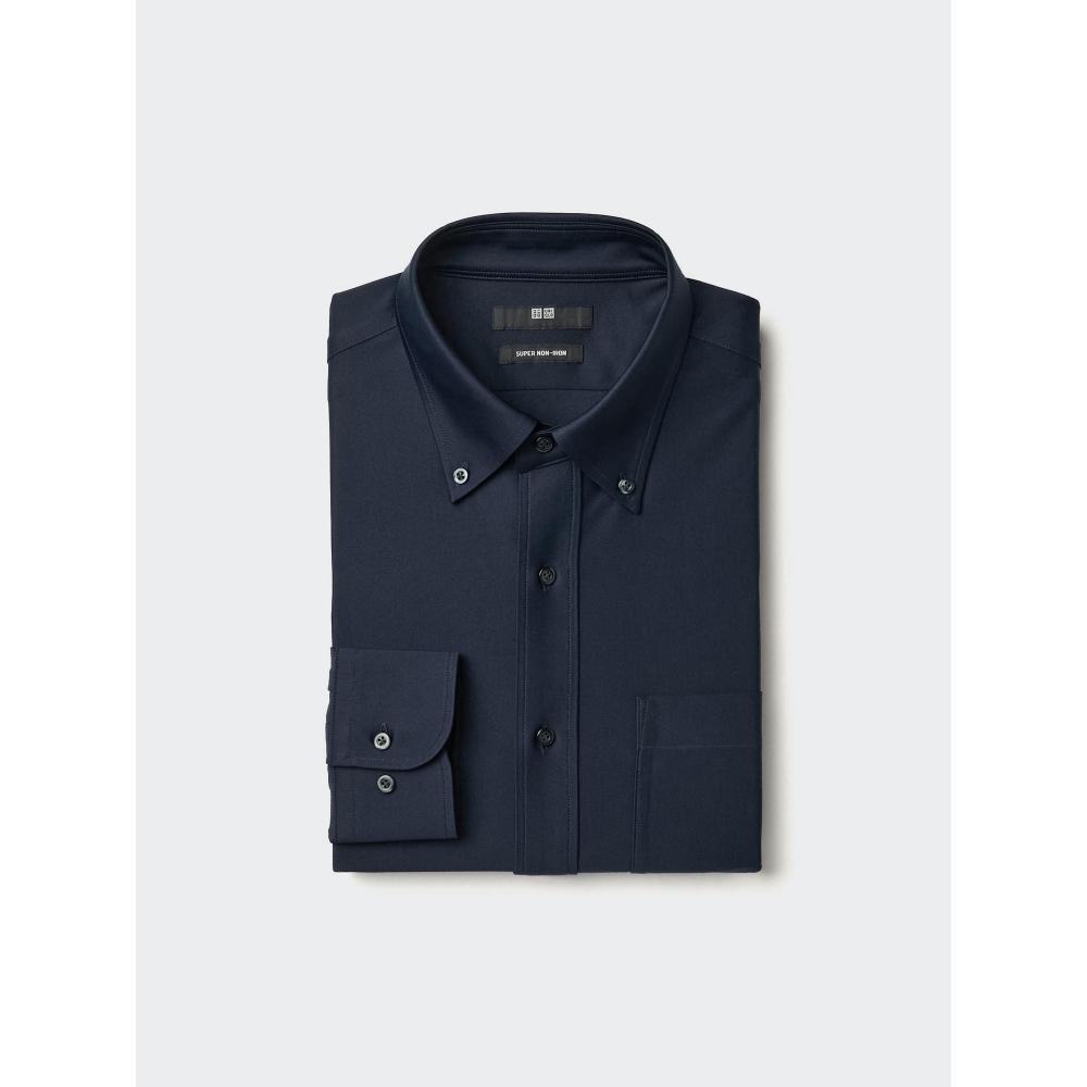Uniqlo Super Non Iron Jersey Shirt  Long Sleeve Button Down Collar 