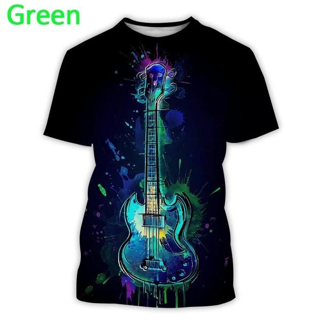 Летняя мода Музыкальные инструменты Бас-гитара Футболка с 3D-печатью Персонализированные хип-хоп уличные мужские трендовые повседневные футболки в стиле Харадзюку