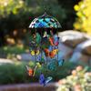 Butterfly Wind Chime Metal Stained Glass Wind Chime Hanging Decoration for Indoor
