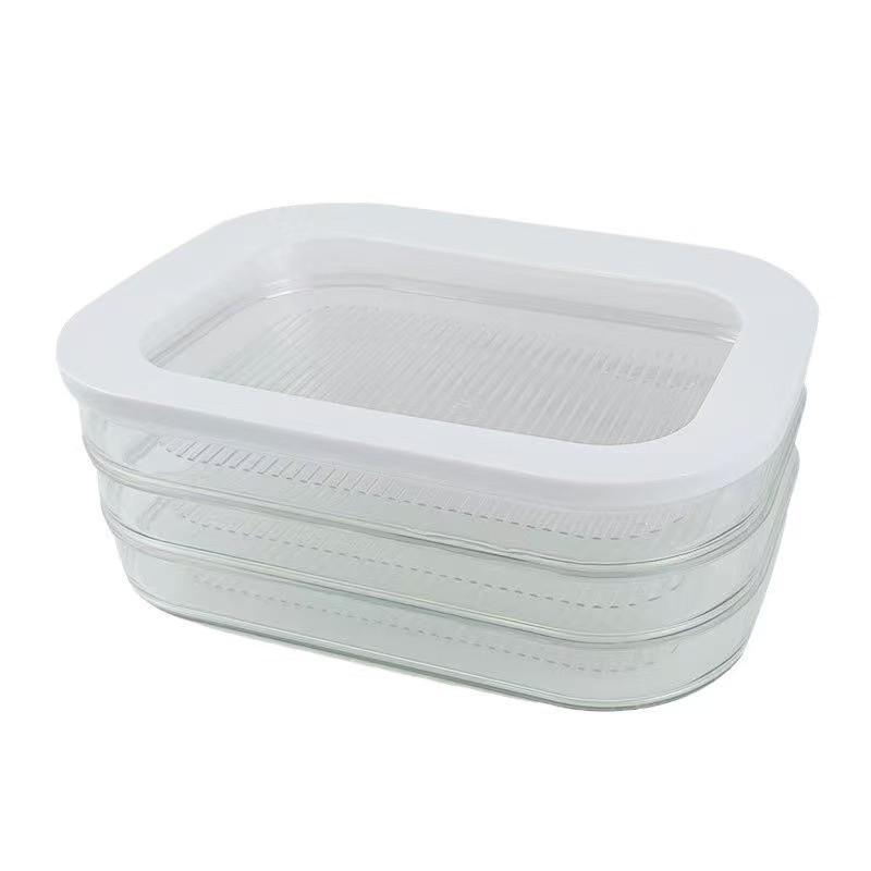 Трехъярусный прозрачный контейнер для хранения пищевых продуктов с крышкой для готового мяса и бекона