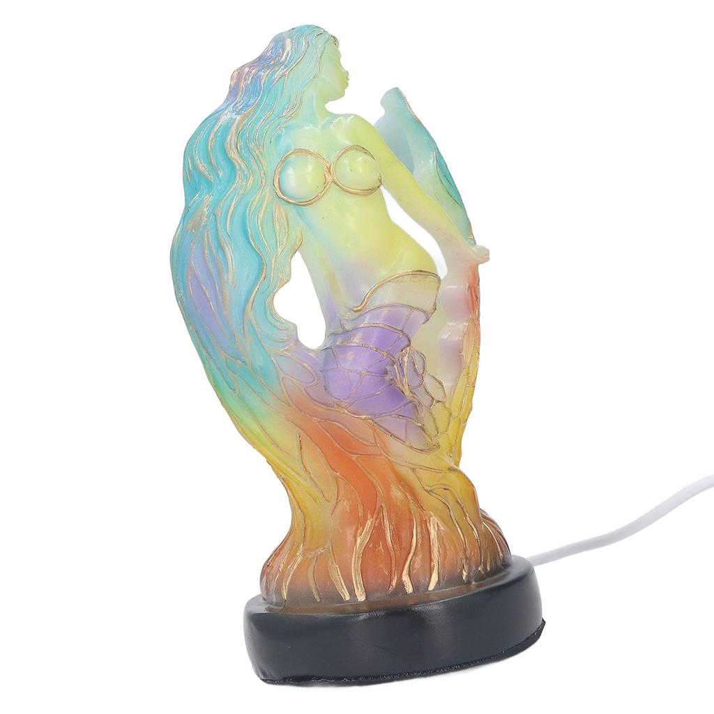 Desk Lamp Sea Maid Theme Innovative Vintage Exquisite Color Painting Resin LED Night Light for Home Bedroom Indoor