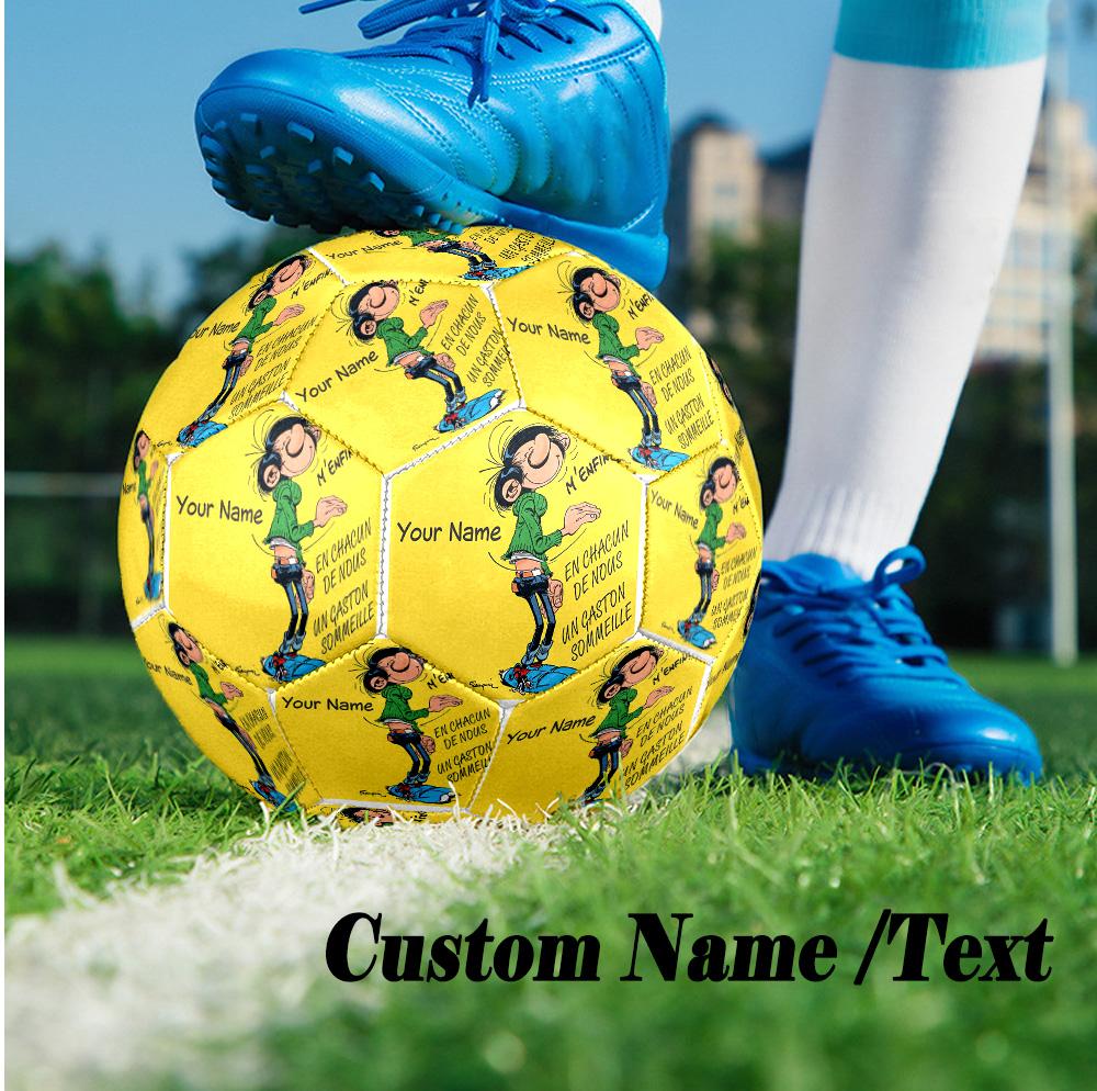 Custom Text Size 5 Soccer Ball, Standard Match Football For OutdoorGaston Lagaffe