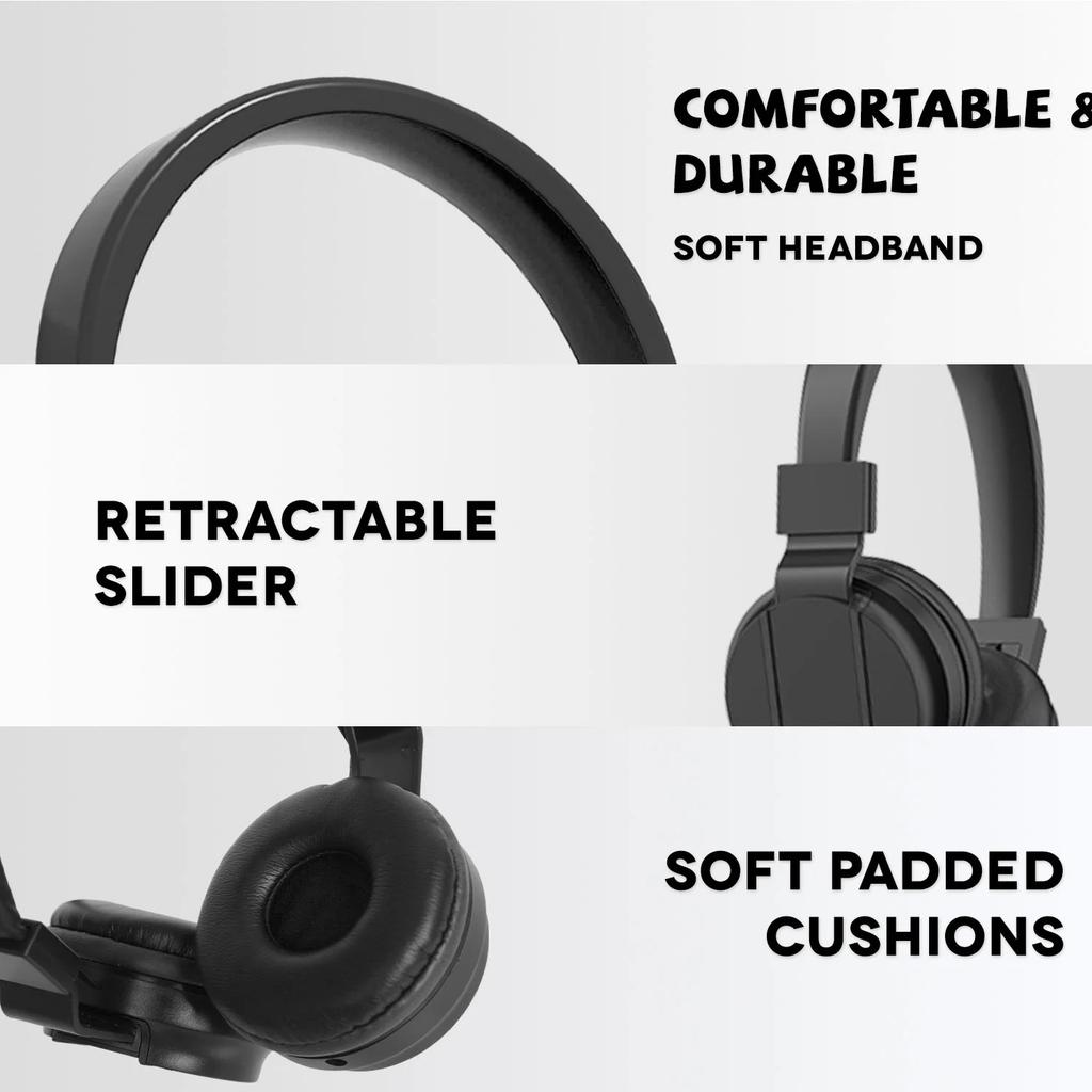 Headphones Wired for School HD Mic Stereo Sound Foldable Headphones for Online Study,3.5mm Jack Wired Cord on-Ear Headset ForPC Phones Tablet Etc