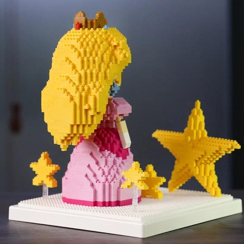 Персиковая Принцесса 1484 шт. Супер Микро Блоки Звездный Розовый Девочка Мини DIY Строительные Блоки Пазл Кирпичные Игрушки для Детей Подарки