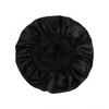 1PC Bowknot Lace Up Satin Bonnet Solid Color Elastic Sleeping Night Cap Lightweight Bath Cap Hair Bonnets For Women Girls Black Leopard Print