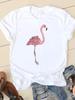 Graphic Tee T-shirts Short Sleeve Ladies Casual Clothing Flamingo Beach 90s Trend Summer Women Fashion Female T Shirt Clothes