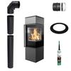 Freestanding Stove KRATKI REN S Right 7kW Ø150 BLACK Mounting Accessories