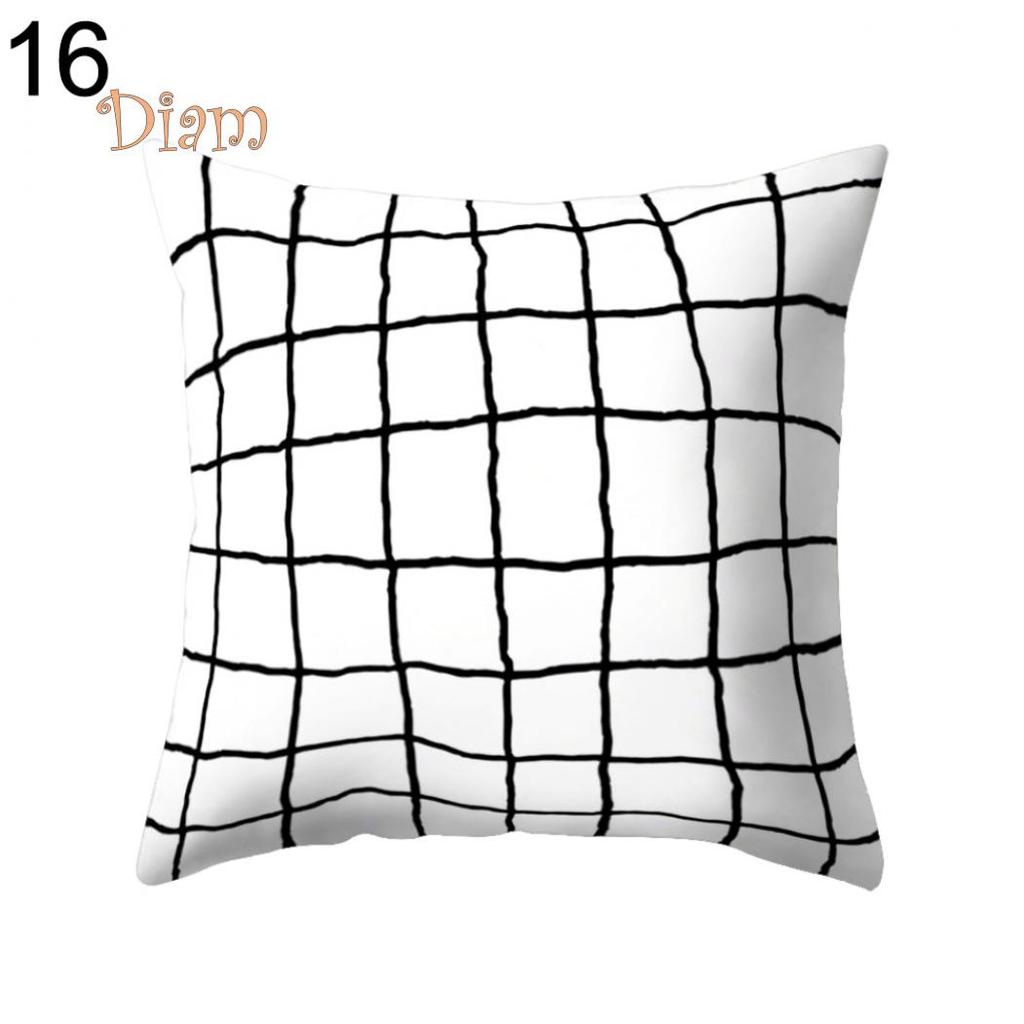 FS Black and White Geometric Throw Pillow Case Square Cushion Cover Soft Waist Rest Accessories