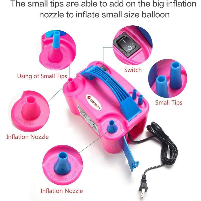 Электрический воздушный насос, портативный электрический нагнетатель с двойным соплом для украшения, вечеринки, спорта, подарка