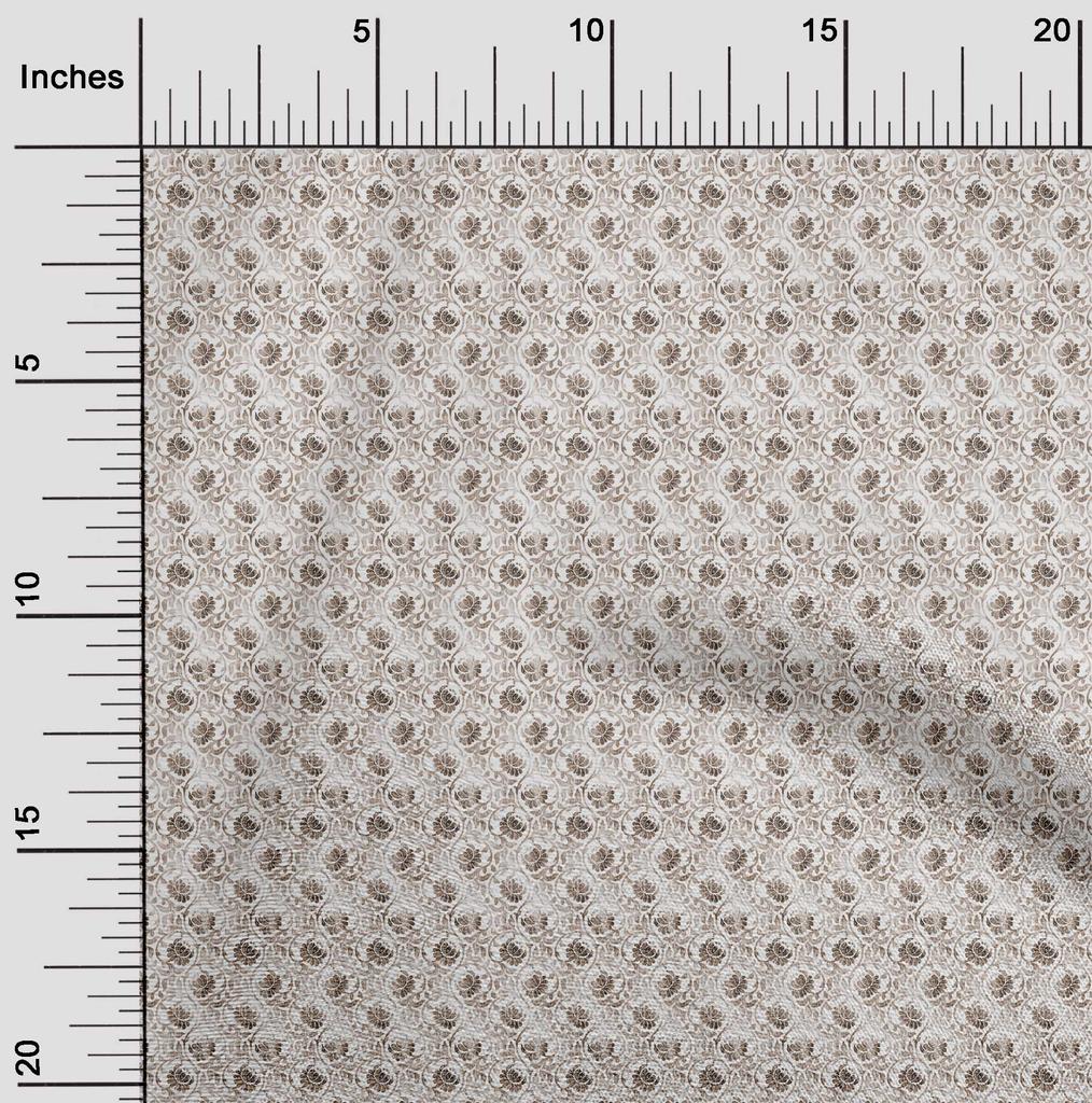 oneOone Cotton Flex Brown Fabric Floral With Texture Fabric For Sewing Printed Craft Fabric By The Yard 40 Inch