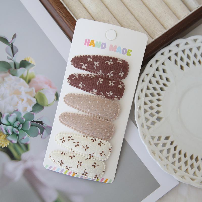 6 шт./набор Милый цветочный хлопковый набор заколок для волос Клетчатые тканевые банты для девочек, младенцев, детей Аксессуары для волос Завершающие челку Детские головные уборы