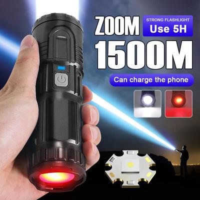 Мощные светодиодные фонарики с USB-зарядкой, сильный световой фонарик, 3000 мАч, большой емкости, сверхмощный фонарик-фонарь