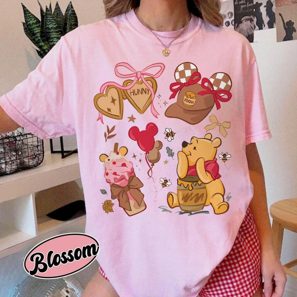 Womens Retro Winnie The Pooh TShirt Vintage Cotton Short Sleeve Unisex Streetwear Oversized Loose Casual Stylish