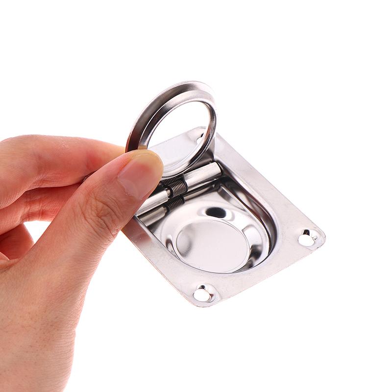 1 шт. 65X56 мм Квадратное подпружиненное кольцо-пуля из нержавеющей стали, ручка для люка палубы лодки, заподлицо, фурнитура для шкафа, утопленные кольца-пули