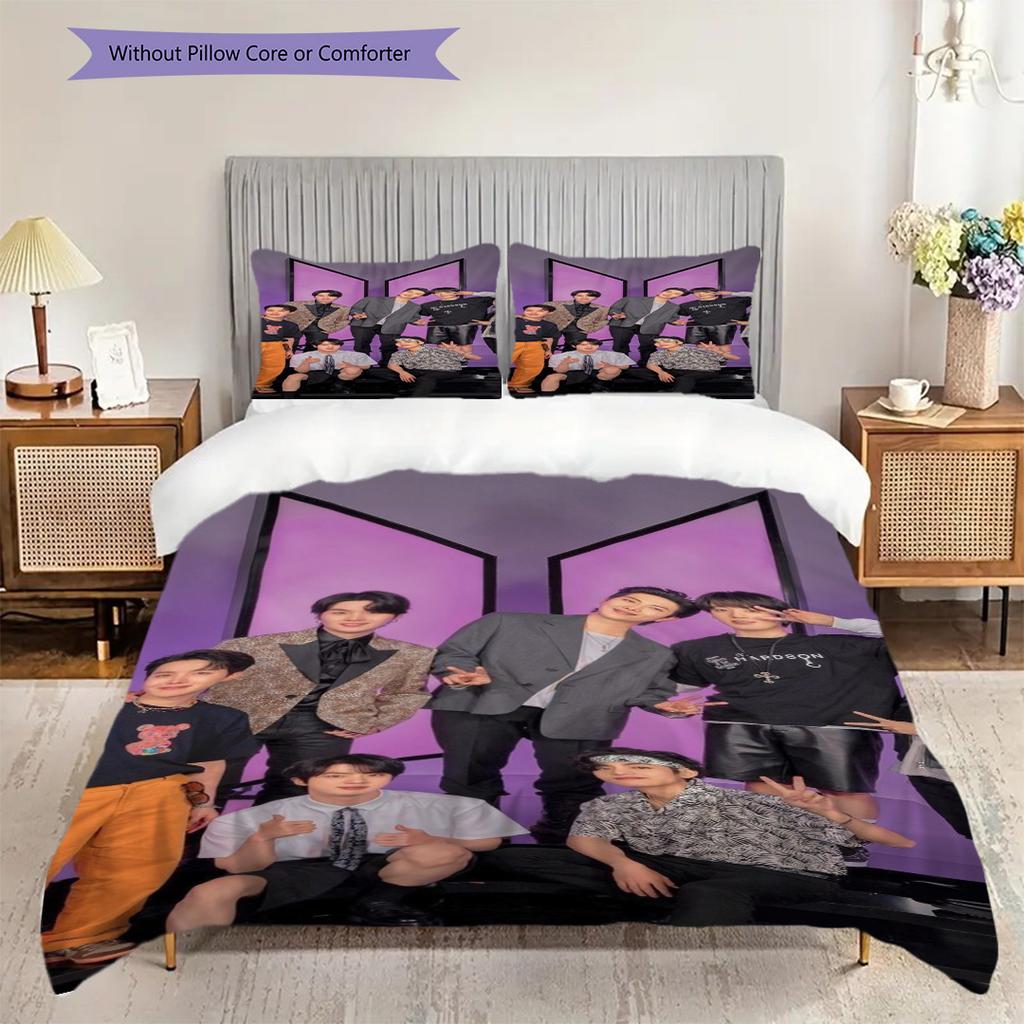 Bt Friends Together Heart Three-piece set (1 * duvet cover + 2 * pillowcase, without core) 2D Flat Duvet cover and pillowcase Bedding set