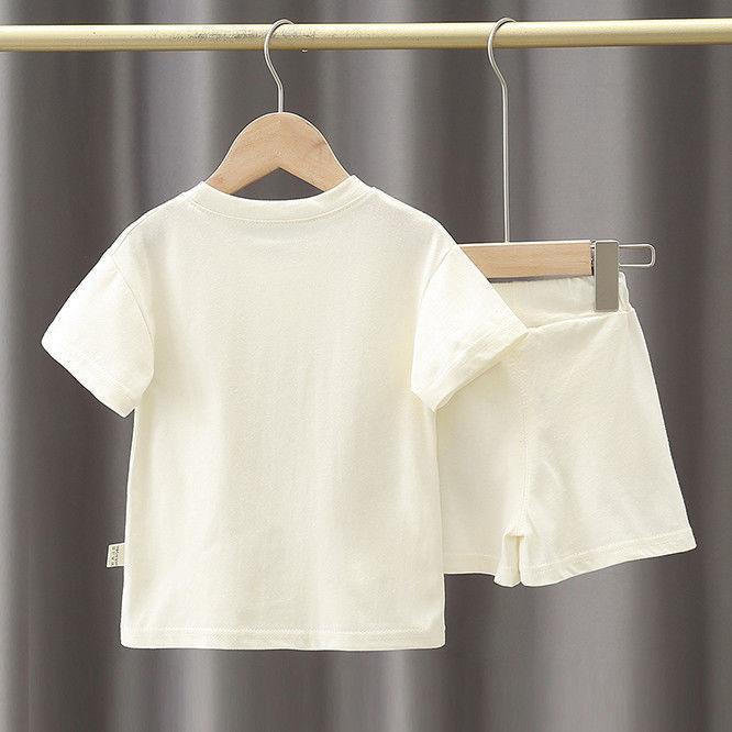 Комплект летней одежды для девочек, комплект из двух предметов для малышей, повседневная детская спортивная одежда с короткими рукавами с рисунком, модная