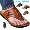 Модные летние кожаные сандалии, мужские шлепанцы, повседневные шлепанцы, сандалии из натуральной кожи, дышащая дорожная обувь для мужчин