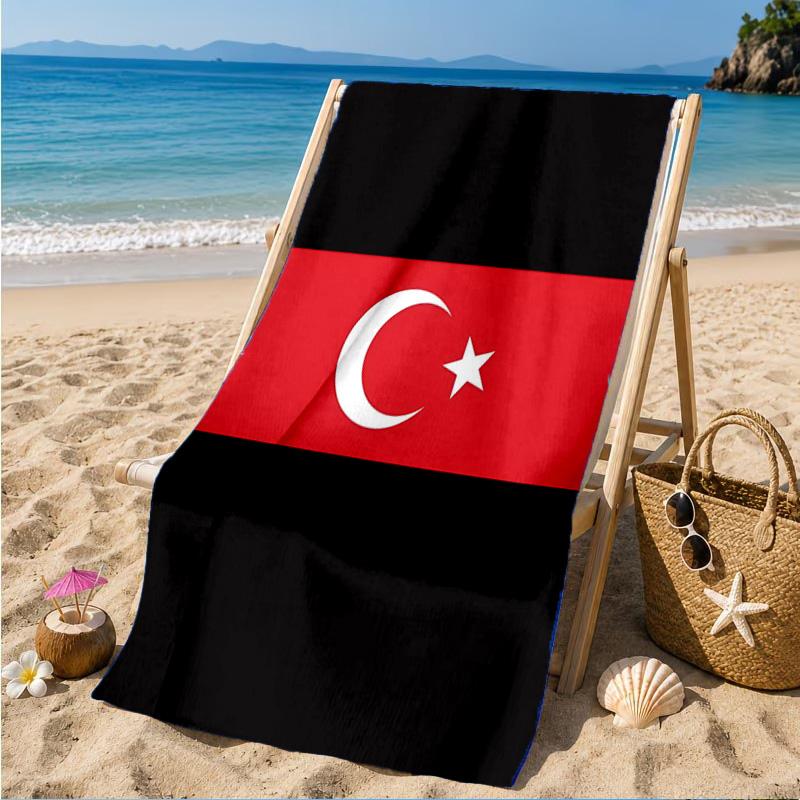 Turkish Flag Design Beach Towel, Quick-drying, Easy to Care for, Suitable for Both Fitness and Beach Vacations,Sports Essential