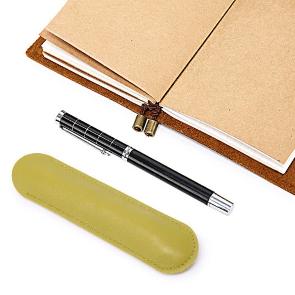 Half Open Pen Protective Bag PU Leather Pen Sleeve Pouch Leather Pen Bag Scrapbook Crafts