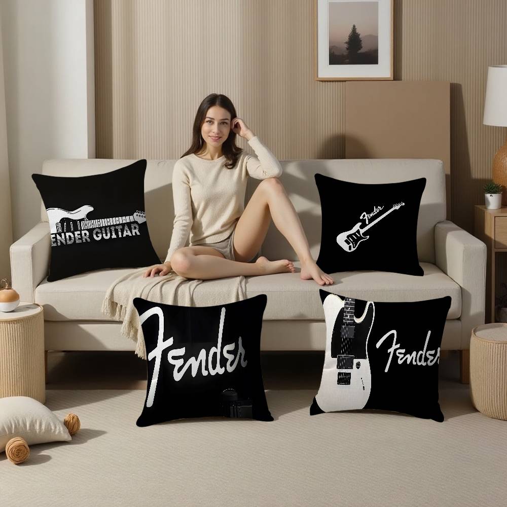 F-Fender Подушка-подушка для офиса гитары Наволочка Чехол для автомобильной подушки 45x45 см Наволочка для поясничной подушки Наволочка для диванной подушки