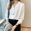Spring Summer Office Lady Elegant Fashion Long Sleeve Chiffon Shirt Women Lapel Temperament All-match Blouse Female Cardigan Top