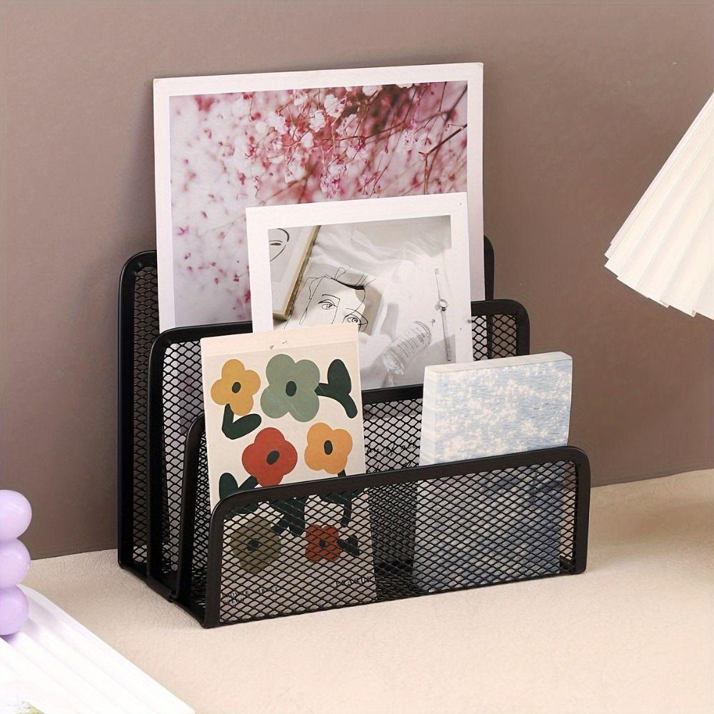 Metal Desk Office File Holder Multifunctional Mesh Desk Organizer  Business Card File